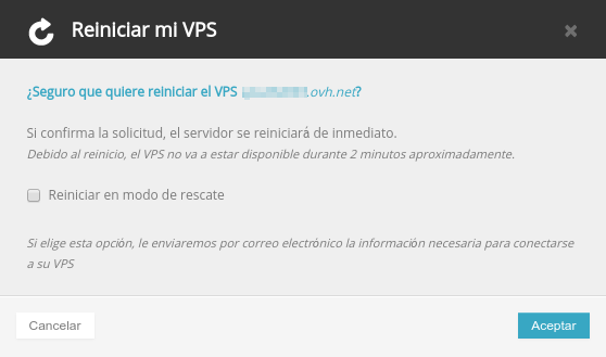 Reiniciar VPS en modo normal