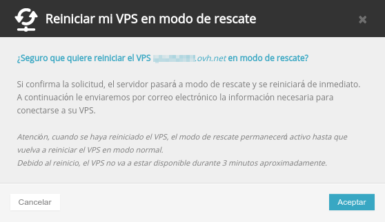 Reiniciar VPS en modo rescate